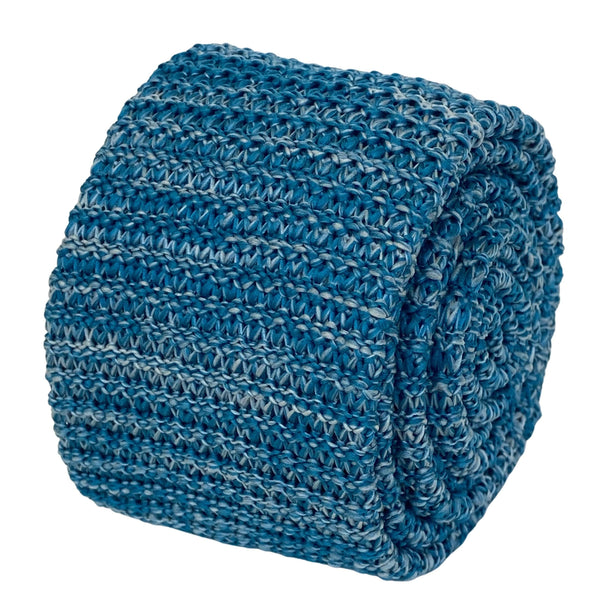 turquoise and white speckled mens knit-ted tie